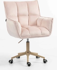 HR560K Scaun Catifea Roz Pudra cu Bază Crem