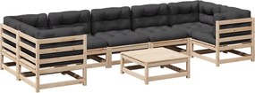 vidaXL Set canapea de grădină, 8 piese, lemn masiv de pin