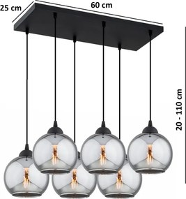 Brilagi - Lustră pe cablu DIOR 6xE27/60W/230V negru/gri fumuriu