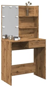 vidaXL Masa de toaleta cu LED Artisan Stejar 74,5x40x141 cm