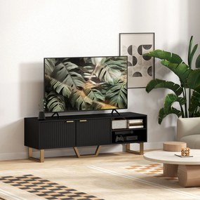 HOMCOM Mobilier TV banc TV pentru televizor de până la 70 de inch - dulap cu 2 uși canelate, compartiment deschis și trecere cabluri | Aosom Romania