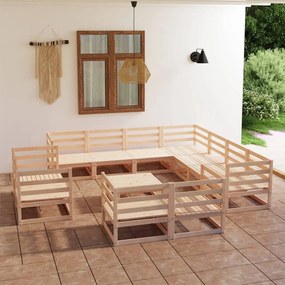 3075949 vidaXL Set mobilier de grădină, 12 piese, lemn masiv de pin