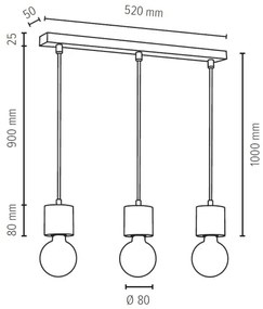 Lustră pe cablu Spot-Light 71689304 PINO 3xE27/60W/230V