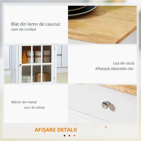 HOMCOM Cărucior Bucătărie Compact, Multifuncțional, Spațiu Depozitare, 67x48x86.5cm, Design Modern, Alb | Aosom Romania