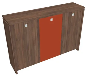 Dulap mediu pentru haine Verno 188 x 46 x 130 cm, uși combinate, nuc / portocaliu