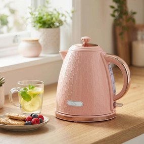 HOMCOM Fierbător electric, 1,7L, funcție de fierbere rapidă, 2,2kW, fără fir cu filtru anti-calcar detașabil, Roz deschis | Aosom Romania