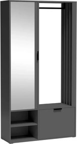 Mobila hol MILO UNI, gri grafit, PAL laminat/metal, 100x33x189 cm