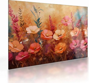 Tablou pe sticlă - Flori de pajiște, pictură (70x50 cm)