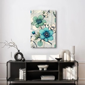 Tablou mozaic floral în tonuri de turcoaz
