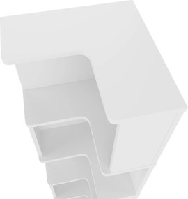 Raft de colț pentru cărți cu bandă de lumină LED cu schimbare de culoare, design în formă de L, spațiu de depozitare în cinci straturi, 63,5x45x175 cm, Alb