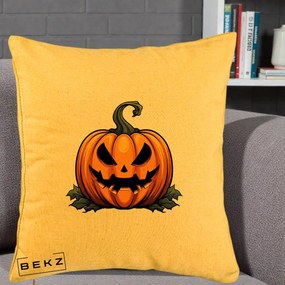 Perna Decorativa Halloween Jack-o'-Lantern Infricosator, 40x40 cm, Galben, Husa Detasabila, Perna Inclusa, BEKZ®