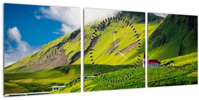 Tablou cu peisaj montan (cu ceas) (90x30 cm)