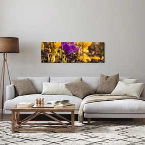 Tablou cu floare violetă (cu ceas) (90x30 cm)