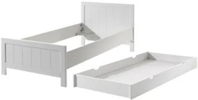 Set Mobilier Cameră Copii ERIK: Pat 90x200 cm și Sertar Pat, Alb – Vipack