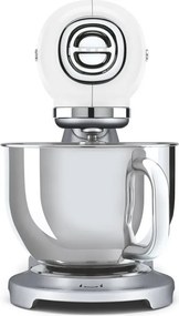 Mixer planetar Smeg SMF04WHEU, 800 W, 4,8 l, 10 viteze, funcție de pornire treptată, picioare antiderapante, alb/inoxidabil