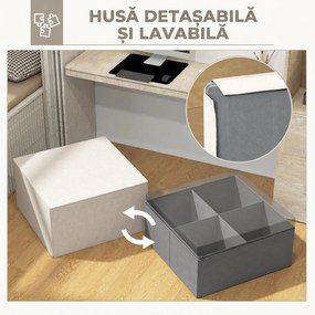 HOMCOM Taburet pentru Picioare 2 în 1 cu Hușă Detașabilă, Suport pentru Picioare, 75x75x41 cm, Bej | Aosom Romania