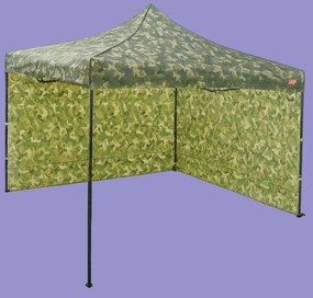 Pavilion de grădină 3x3m – din aluminiu, 2 pereţi laterali, Camuflaj