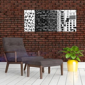 Tablou cu arhitectura alb neagră (120x50 cm)