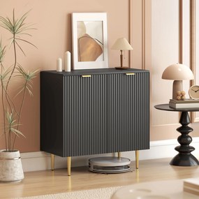 HOMCOM Bufet de bucătărie mobilier de depozitare cu 2 uși poliță reglabilă picioare metalice ridicate 80 x 40 x 80 cm negru | Aosom Romania