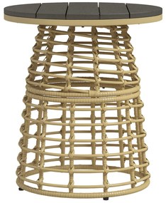 Outsunny Masă de cafea de grădină rotundă din rășină aspect răchită metal și blat compozit, dim. Ø45 x 50H cm | Aosom Romania