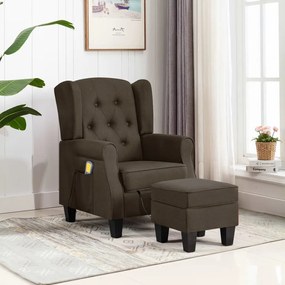 320165 vidaXL Fotoliu de masaj cu taburet, maro, material textil