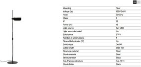 Lampadar metal stil retro cu abajur ajustabil MARTINICA negru