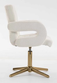 HR8404CROSS Scaun Crem Boucle cu Bază Aurie