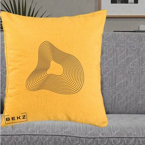Perna Decorativa Abstract Linii Organice, 40x40 cm, Galben, Husa Detasabila, Perna Inclusa, BEKZ®