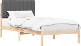 vidaXL Cadru de pat cu tăblie tapițată Gri închis 90 x 190 cm