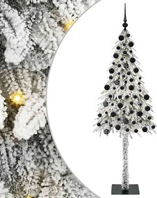 vidaXL Brad de Crăciun cu 300 LED cu suport Alb 210 cm PE și Oțel