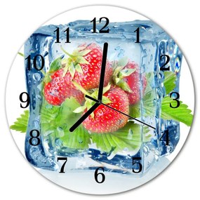 Ceas de perete din sticla rotund Gheață Căpșunile Gheață de fructe Multi-colorat