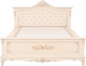 Pat lemn masiv Isadora cu Intarsie și Piele Naturală - 180x200