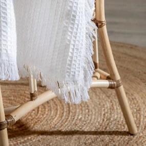 Cuvertură albă din bumbac reciclat 260x280 cm Honeycomb – Ixia