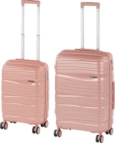 TraveLux Voyager V set valiză rulantă aur roz