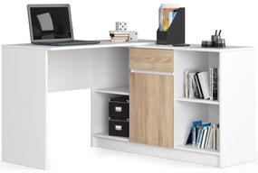 Masă PC de colț Bahar (Alb + Stejar sonoma). 1069959