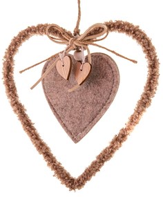 Inimă suspendată din material textil, 16 cm,fleece