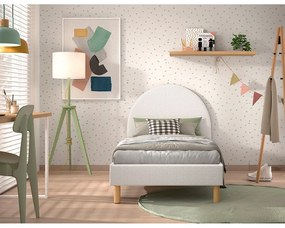 Pat single alb tapițat cu somieră 90x200 cm MOON – Vipack