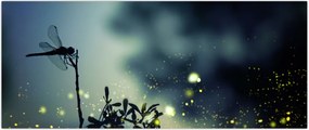 Tablou - Libelula în noaptea strălucitoare (120x50 cm)