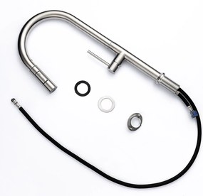 Baterie bucătărie cu duș extractabil - 292 oțel inoxidabil Satinat P14A