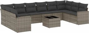vidaXL Set canapele de grădină cu perne, 11 piese, gri, poliratan