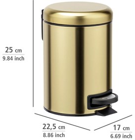Wenko Coș de gunoi cu pedală Leman 3 l, auriu mat, 3 l