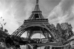 Tablou - Turnul Eiffel, alb-negru (90x60 cm)