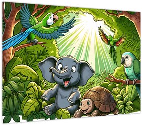 Tablou pe sticlă - Animăluțe vesele (70x50 cm)