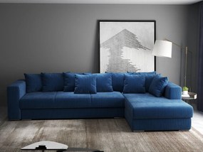 Colțar extensibil dumonde cu ladă de depozitare si sezut confortabil din spuma high-density, Gloria Zoom Blue 320x183 cm