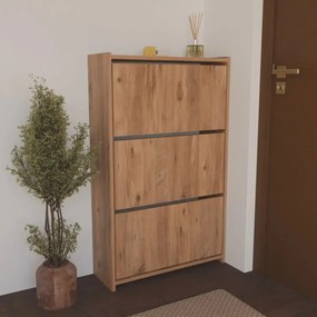 Pantofar 3 usi, culoare nuc.113x70x24 cm