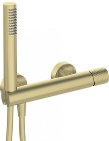 Baterie pentru dus, de perete, cu set de dus, para si furtun, auriu, Silia Hexa Auriu
