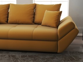 Canapea extensibilă dumonde cu ladă de depozitare si sezut confortabil din spuma high-density, Loana Royal Mustar 250x100 cm