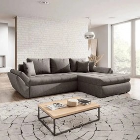 Colțar extensibil dumonde cu ladă de depozitare si sezut confortabil din spuma high-density, Loana Enjoy Kaki 270x185 cm