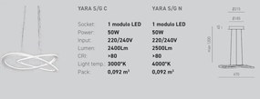 Lustra LED suspendata diametru 67cm YARA 3000K sau 4000K