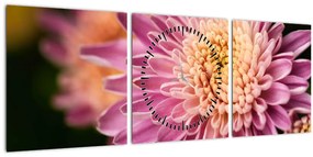 Tablou detailat cu flori (cu ceas) (90x30 cm)